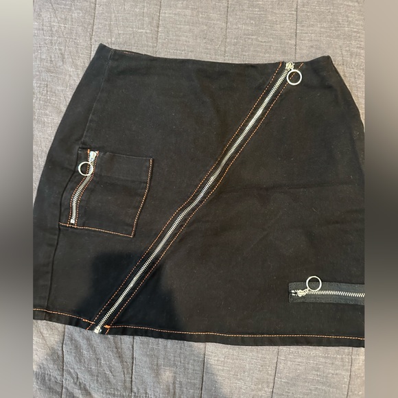 BDG Black Denim Skirt with Cross Zipper - Picture 3 of 4